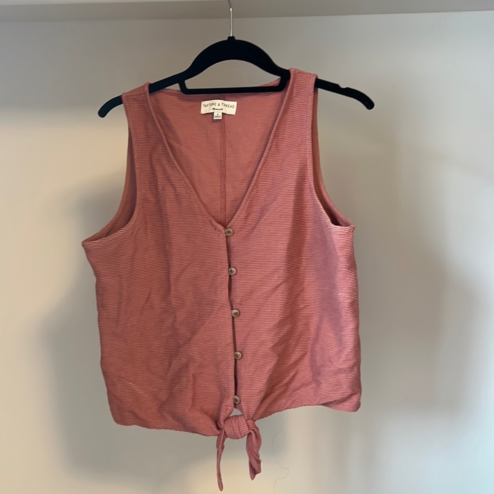 Texture & Thread x Madewell M dusty rose/ mauve knot-tie top